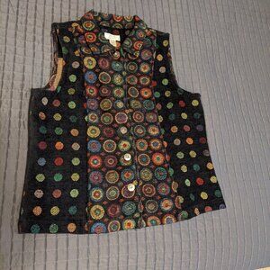 Christopher and Banks colorful on black women's vest, size M, new
